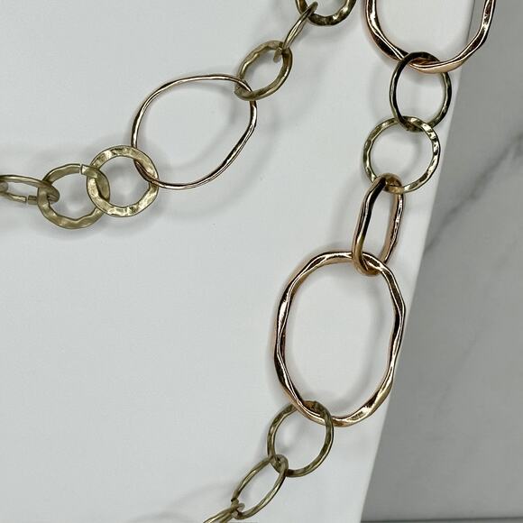 Chicos Chunky Hammered Metal Chain Link Statement Necklace ✨ - Picture 8 of 10